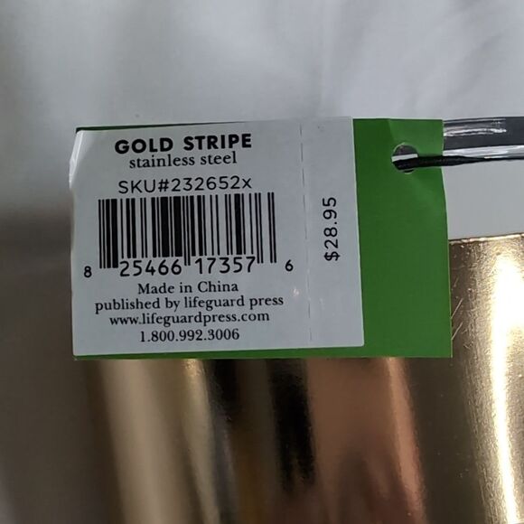 Kate Spade 24oz Gold Stripe Stainless Steel Tumbler, NEW - Picture 3 of 8